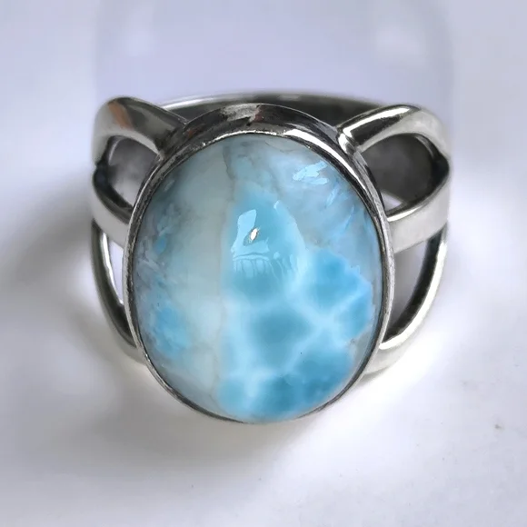 Sterling Silver Larimar Ring Sz 7.25